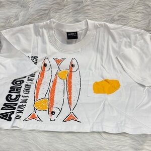 White and Orange Fish Print  Shirt